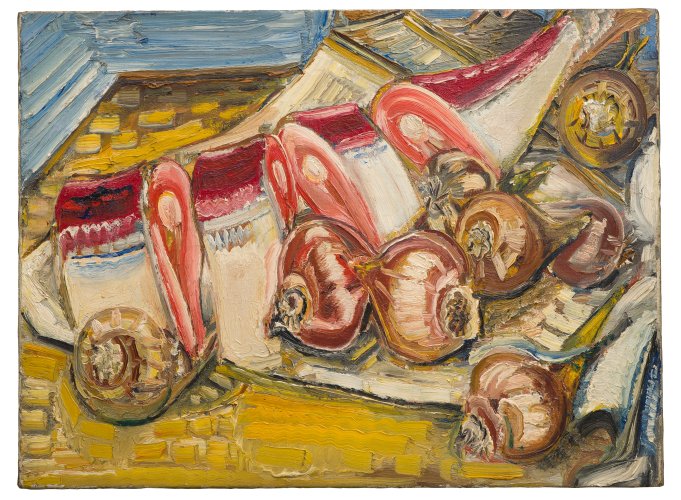 Paul Kleinschmidt: Stillleben mit Lachs und Zwiebeln, 1933, Sammlung Arthouse